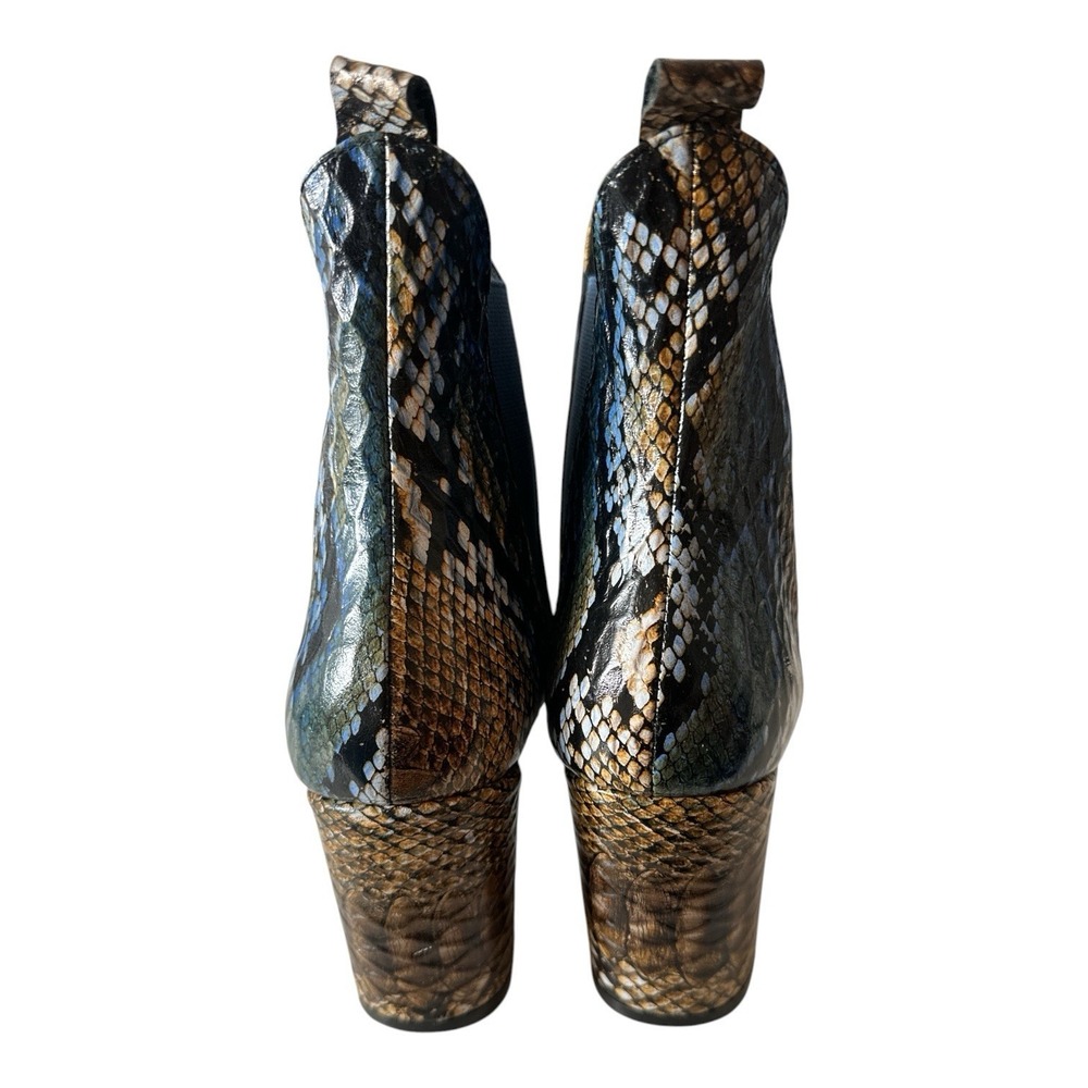 Girotti booties Women Size 39 Italian Leather Snake Print Brown And Blue Luxury - Picture 3 of 8